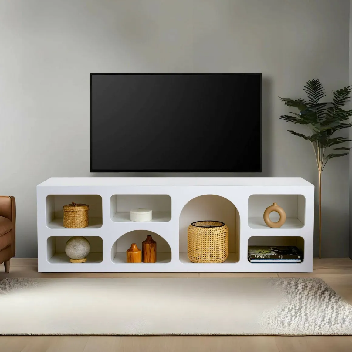 Credenza bianca 160x38x51h cm 7 vani - Arsenio