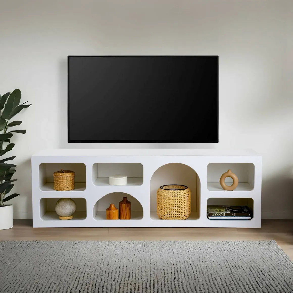 Credenza bianca 160x38x51h cm 7 vani - Arsenio