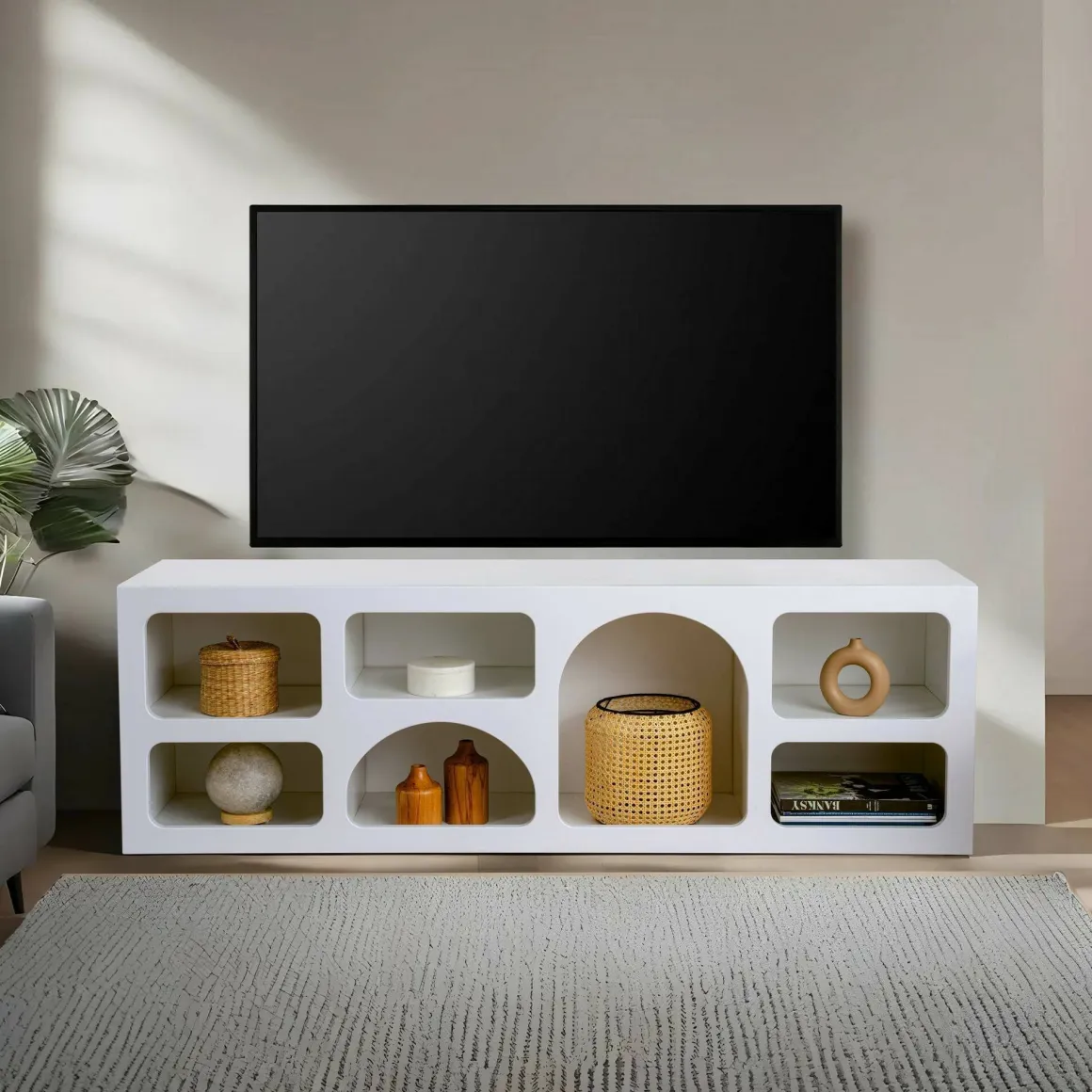 Credenza bianca 160x38x51h cm 7 vani - Arsenio
