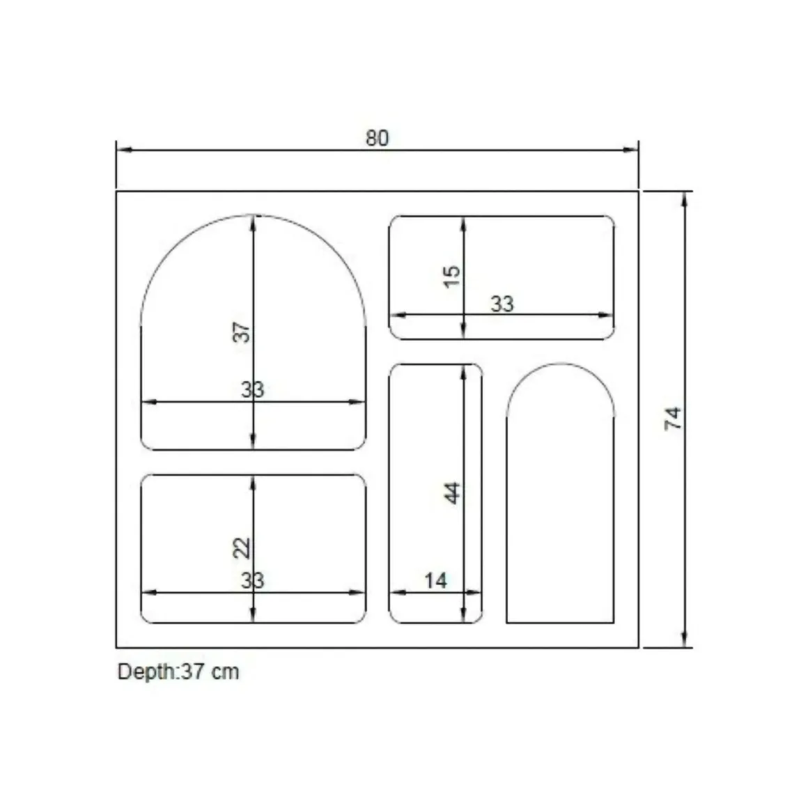 Credenza bianca 80x35x74h cm 4 vani - Arsenio