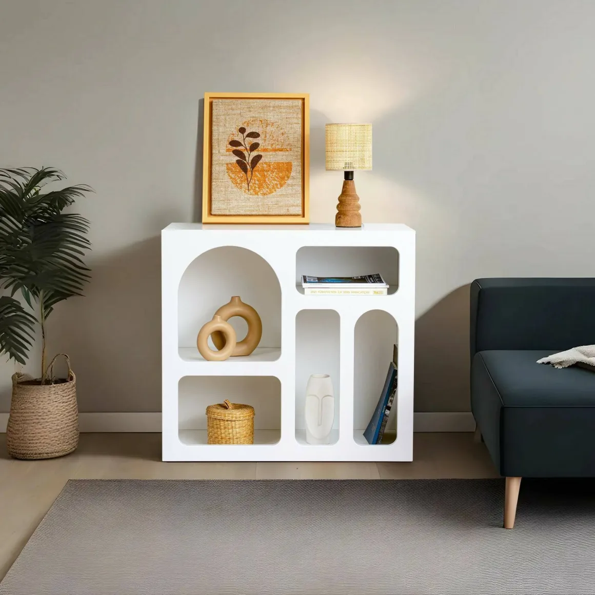 Credenza bianca 80x35x74h cm 4 vani - Arsenio