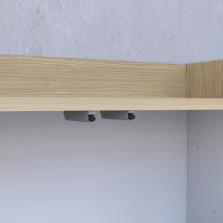 Madie|Credenze > Dmora Credenza Bianco Cashmere Marrone Rovere Chiaro 6 Ripiani Apertura Battente 160x35x70h cm, 4 Ante Made in Italy - Swink Marrone Rovere chiaro, Bianco Cashmere