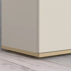 Credenza Bianco Cashmere Marrone Rovere Chiaro 7 Ripiani Apertura Battente 200x35x70h cm, 5 Ante Made in Italy - Cordele