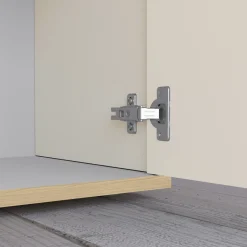 Credenza Bianco Cashmere Marrone Rovere Chiaro 7 Ripiani Apertura Battente 200x35x70h cm, 5 Ante Made in Italy - Cordele