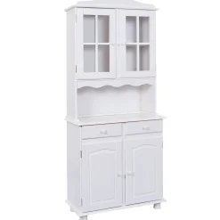 Credenza Bianco 2 Cassetti 2 Ripiani 88x32x198h cm, Apertura Battente, Scorrevole - Quadri