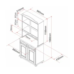 Madie > Dmora Credenza Bianco 2 Cassetti 4 Ripiani 90x45x181h cm, Apertura Battente, Scorrevole - Pattada Marrone Quercia, Bianco