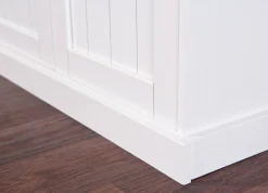 Madie|Credenze > Dmora Credenza Bianco 3 Cassetti 4 Ripiani 131x45x181h cm, Apertura Battente - Loranze Marrone Quercia, Bianco