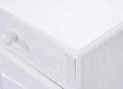 Madie|Credenze > Dmora Credenza Bianco 2 Cassetti un Ripiano 90x45x86h cm, Apertura Battente - Buja Marrone Rovere, Bianco