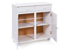 Madie|Credenze > Dmora Credenza Bianco 2 Cassetti un Ripiano 90x45x86h cm, Apertura Battente - Buja Marrone Rovere, Bianco