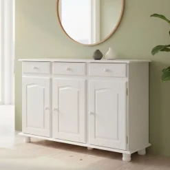 Credenza Bianco 3 Cassetti un Ripiano 130x43x87h cm, Apertura Battente - Gragnano
