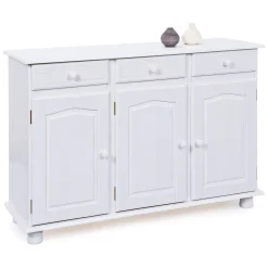Credenza Bianco 3 Cassetti un Ripiano 130x43x87h cm, Apertura Battente - Gragnano