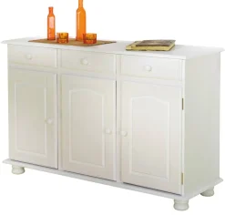 Credenza Bianco 3 Cassetti un Ripiano 130x43x87h cm, Apertura Battente - Gragnano
