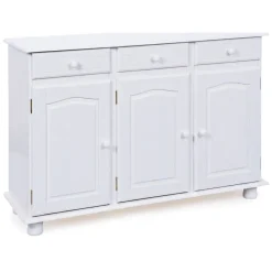Credenza Bianco 3 Cassetti un Ripiano 130x43x87h cm, Apertura Battente - Gragnano