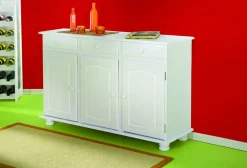 Credenza Bianco 3 Cassetti un Ripiano 130x43x87h cm, Apertura Battente - Gragnano