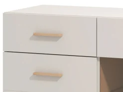 Credenza Bianco Crema Marrone Rovere 2 Cassetti 3 Ripiani 154x41.5x89h cm, Apertura Battente e Scorrevole - Nereto