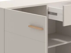 Credenza Bianco Crema Marrone Rovere 3 Ripiani un Cassetto 154x41.5x89h cm, 3 Ante - Pianico