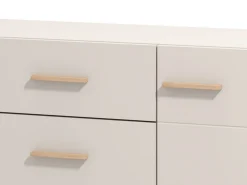 Credenza Bianco Crema Marrone Rovere 3 Ripiani un Cassetto 154x41.5x89h cm, 3 Ante - Pianico