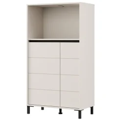 Credenze > Dmora Credenza Bianco Crema Nero 2 Ripiani 3 Vani 74x40x135h cm, 2 Ante - Cosoleto Nero, Bianco Crema