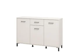 Credenza Bianco Crema Nero un Cassetto 3 Ripiani 138x40x90h cm, Apertura Battente e Scorrevole - Laerru