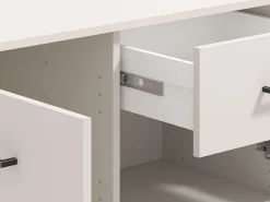 Credenza Bianco Crema Nero un Cassetto 3 Ripiani 138x40x90h cm, Apertura Battente e Scorrevole - Laerru