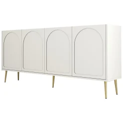 Credenza Bianco Crema oro 2 Ripiani 4 Vani 180x35x80h cm, 4 Ante - Torno