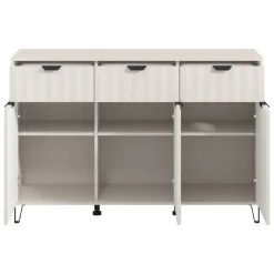 Credenze > Dmora Credenza 3 Ripiani 3 Cassetti 138x40x90.5h cm, 6 Vani - Paglieta Bianco Crema