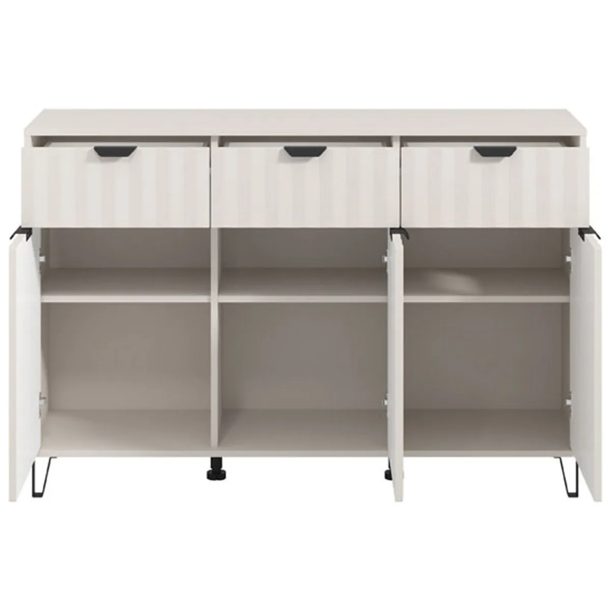 Credenze > Dmora Credenza 3 Ripiani 3 Cassetti 138x40x90.5h cm, 6 Vani - Paglieta Bianco Crema