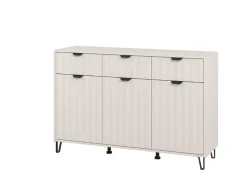Credenze > Dmora Credenza 3 Ripiani 3 Cassetti 138x40x90.5h cm, 6 Vani - Paglieta Bianco Crema