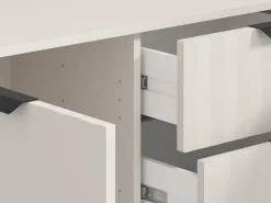 Credenza Bianco Crema 3 Ripiani 4 Cassetti 182.5x40x90.5h cm, 6 Vani - Paglieta