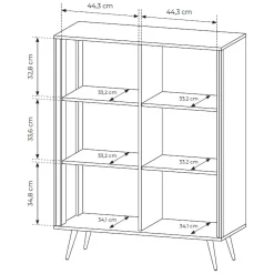 Credenza Bianco Crema 4 Ripiani con Piedini 97x40x126h cm, 6 Vani - Harenoma