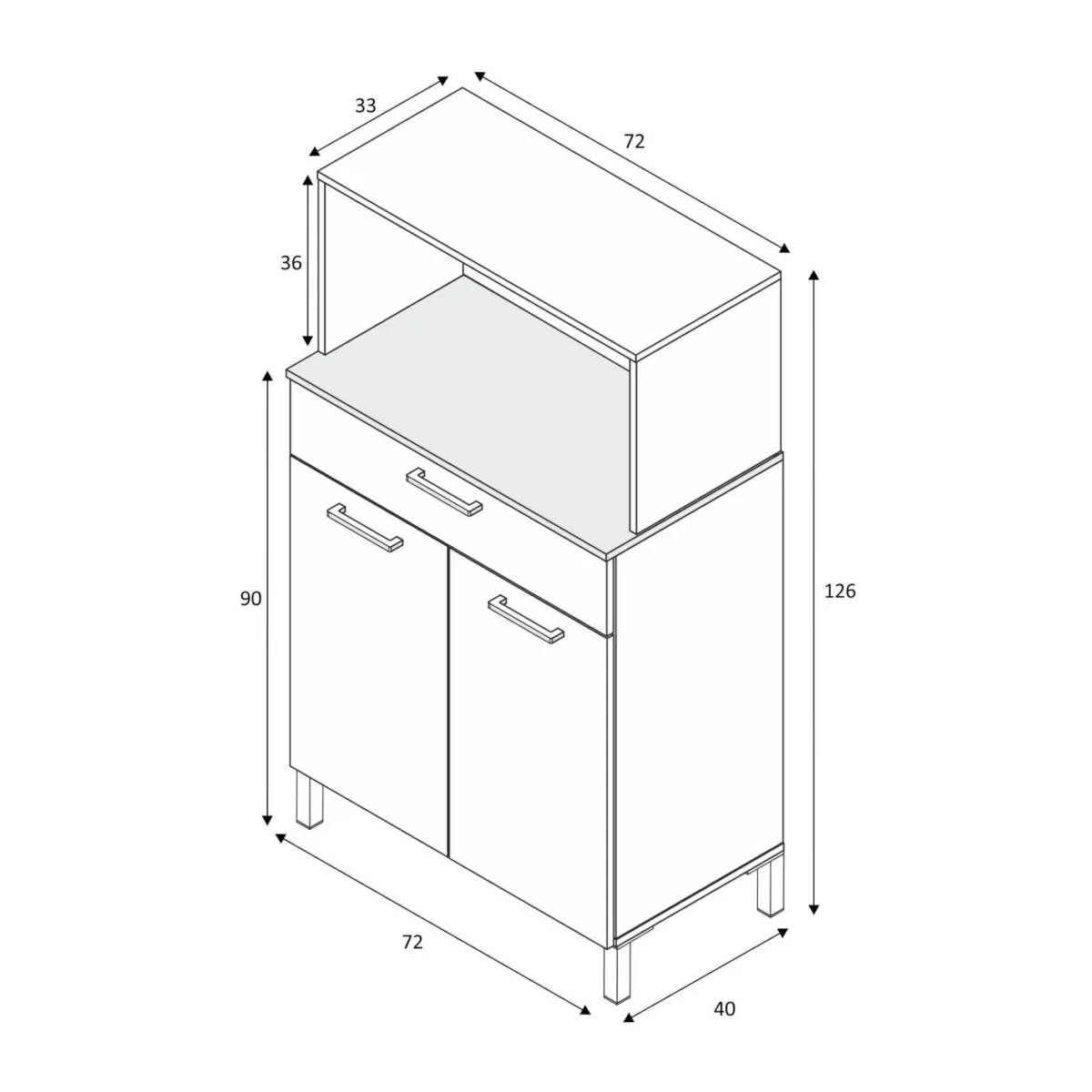 Armadi Multiuso 2 Ante|Camera Da Letto > Dmora Credenza bianco e legno con cassetto 72x126h cm - Asaro Marrone, Bianco Rovere