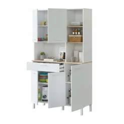 Altri Armadi Multiuso|Camera Da Letto > Dmora Credenza bianco e rovere con cassetto 72x186h cm - Dicentra Marrone, Bianco Rovere