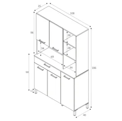 Altri Armadi Multiuso|Camera Da Letto > Dmora Credenza bianco e rovere con cassetto 72x186h cm - Dicentra Marrone, Bianco Rovere