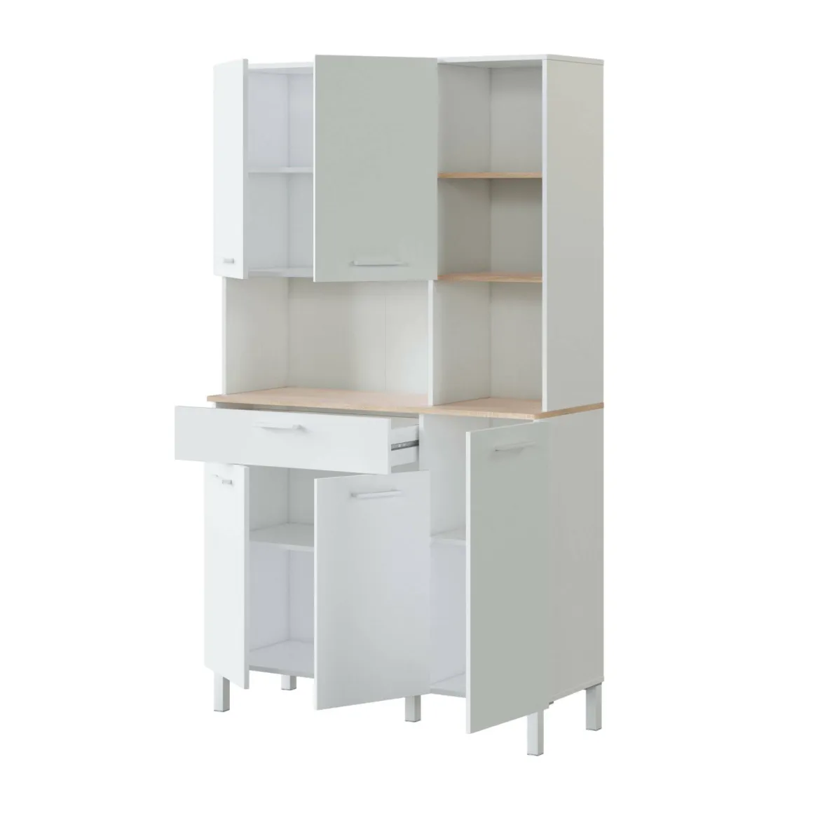 Altri Armadi Multiuso|Camera Da Letto > Dmora Credenza bianco e rovere con cassetto 72x186h cm - Dicentra Marrone, Bianco Rovere
