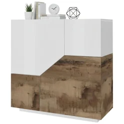Credenza bianco lucida e acero 100x43x106h cm 2 ante - Arbal