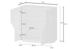 Credenza bianco lucida e acero 100x43x106h cm 2 ante - Arbal