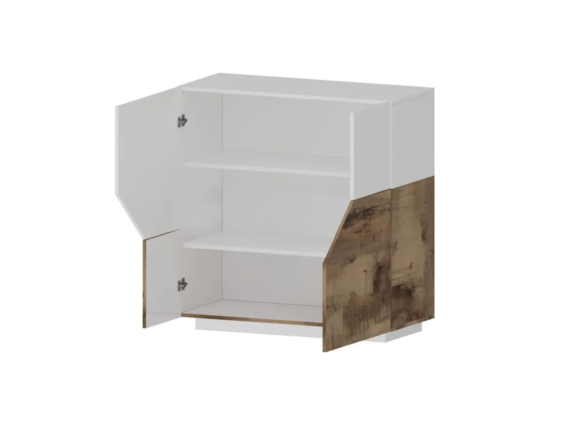 Credenza bianco lucida e acero 100x43x106h cm 2 ante - Arbal