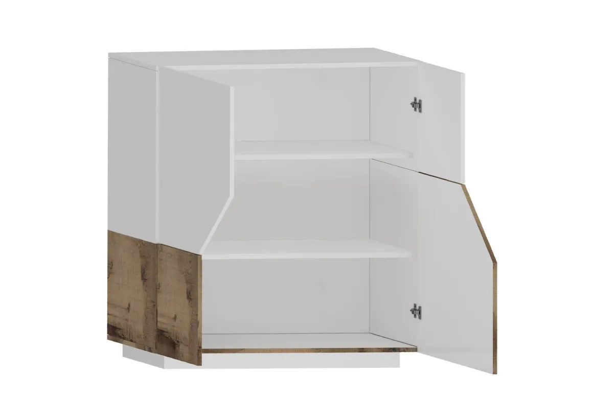Credenza bianco lucida e acero 100x43x106h cm 2 ante - Arbal