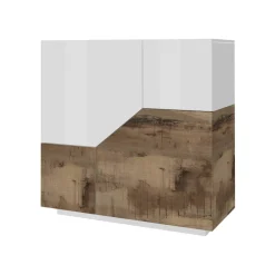 Credenza bianco lucida e acero 100x43x106h cm 2 ante - Arbal