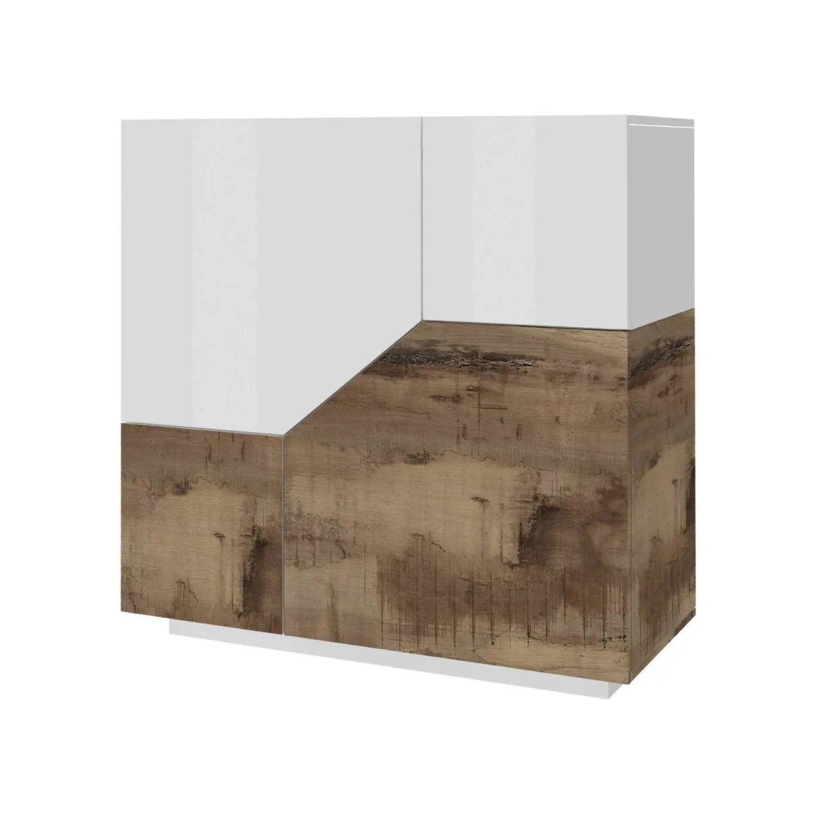 Credenza bianco lucida e acero 100x43x106h cm 2 ante - Arbal