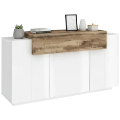 Credenza bianco lucida e acero 140x45x86h cm 4 ante - Angelis