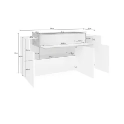 Credenza bianco lucida e acero 140x45x86h cm 4 ante - Angelis