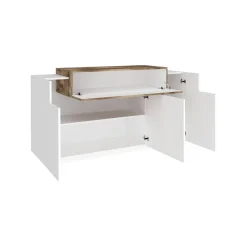 Credenza bianco lucida e acero 140x45x86h cm 4 ante - Angelis
