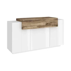 Credenza bianco lucida e acero 140x45x86h cm 4 ante - Angelis