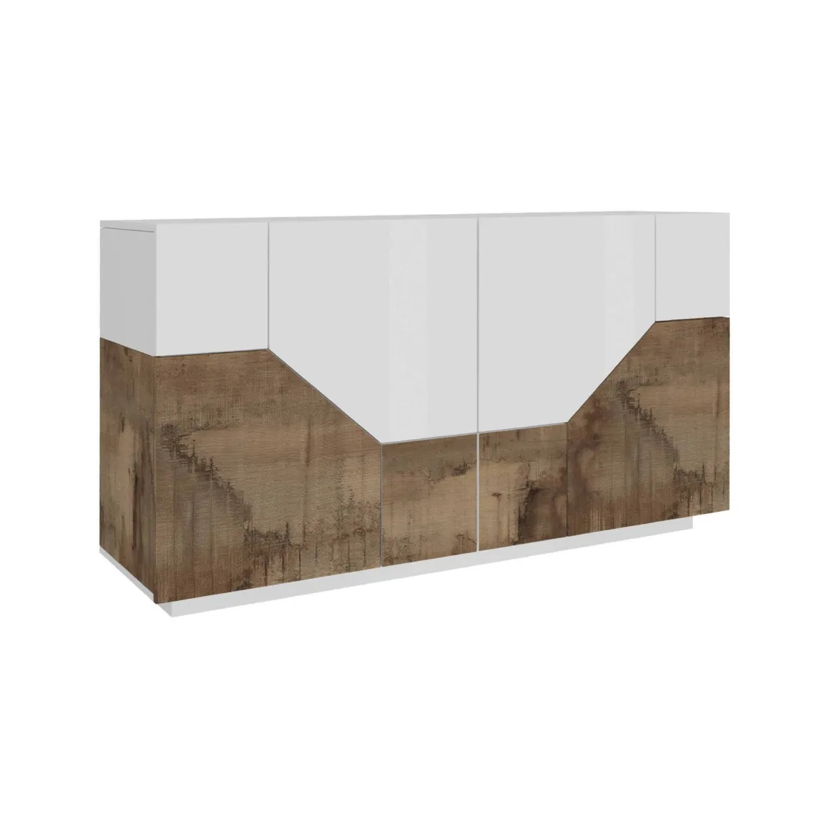 Credenza bianco lucida e acero 158x43x86h cm 4 ante - Agis