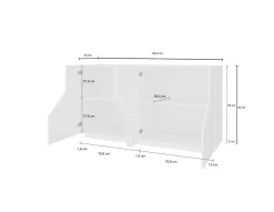 Credenza bianco lucida e acero 158x43x86h cm 4 ante - Agis