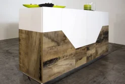 Credenza bianco lucida e acero 158x43x86h cm 4 ante - Agis