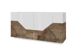 Credenza bianco lucida e acero 158x43x86h cm 4 ante - Agis