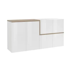 Credenza bianco lucida e acero 160x40x80h cm 6 ante - Arrak
