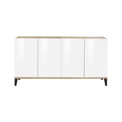 Credenza bianco lucida e acero 160x40x82h cm 4 ante - Ashley